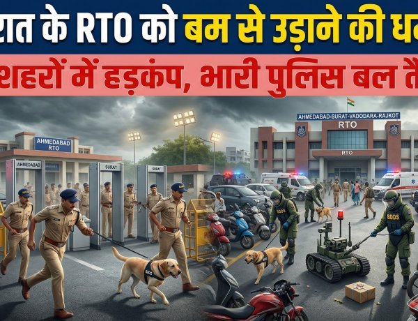 गुजरात में बम की दहशत: अहमदाबाद, राजकोट, सूरत और वडोदरा RTO को बम से उड़ाने की धमकी !